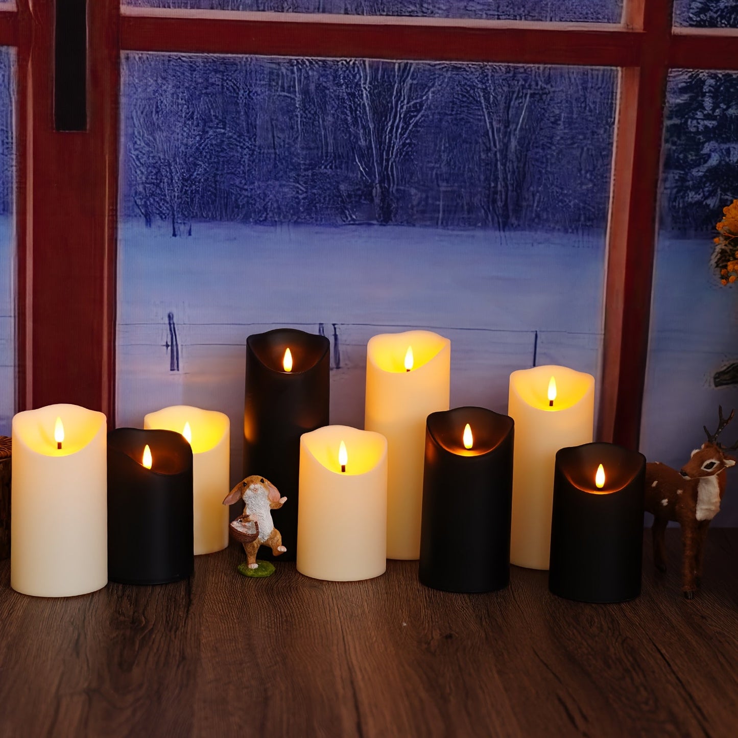 GlowLuxe Vlamloze LED-Kaarsen Set (9-delig) – Met Afstandsbediening en Glitterafwerking
