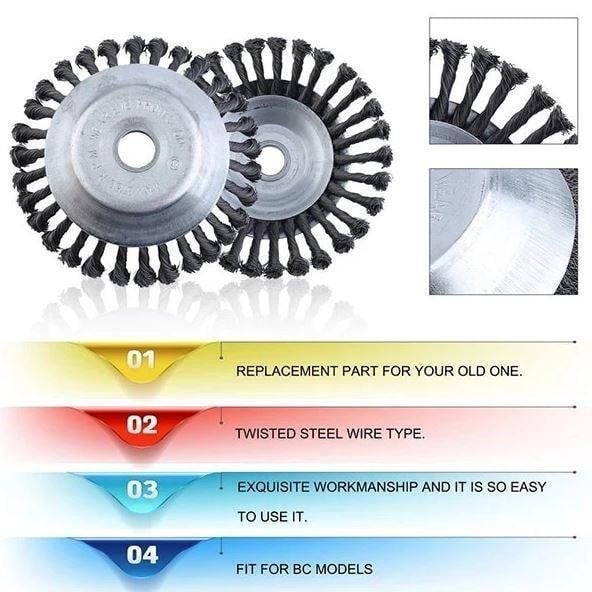 SteelTwist Onkruidborstel – 360° Trimmerblad van Gevlochten Staal (15 cm)