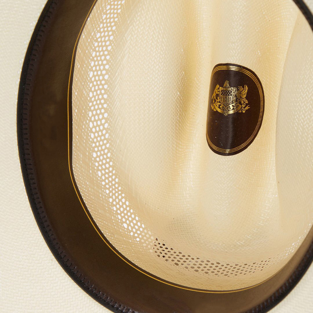 Strohoeden Western Cattleman met Lederen Band en Metallic Accenten – Verstelbaar 58-60 cm