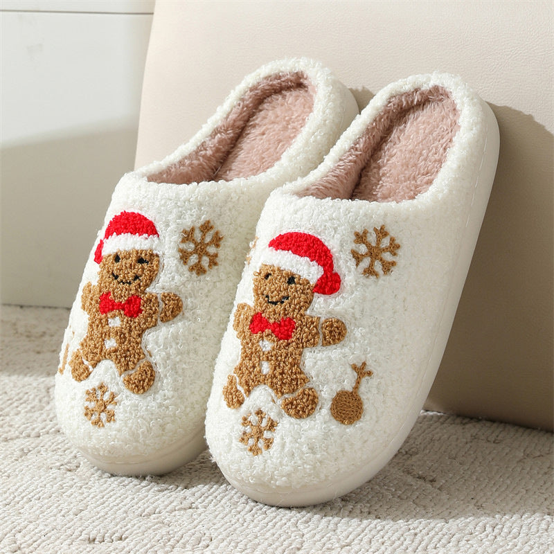 Warme Kerstpantoffels met Sneeuwvlok en Peperkoekontwerp