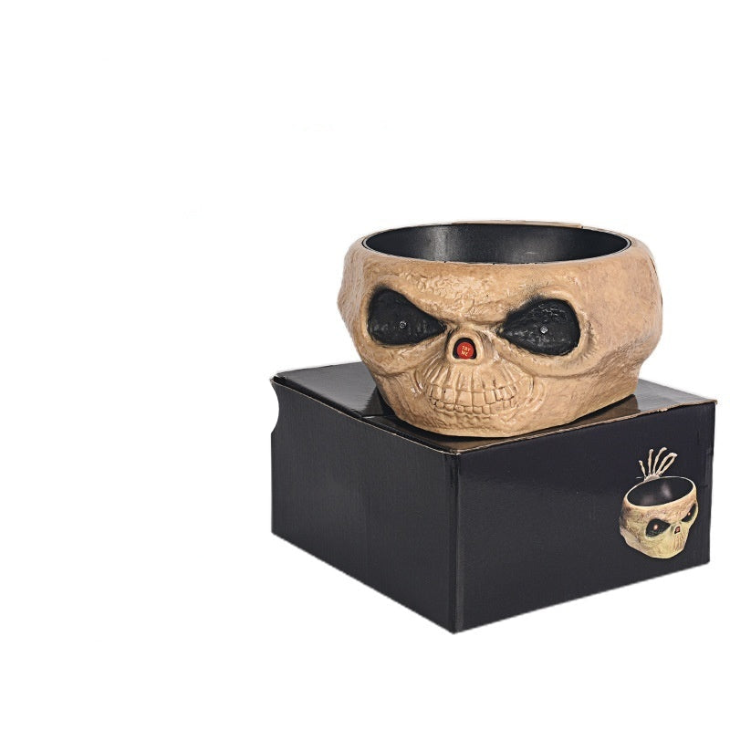 Halloween Snoepschaal – Motion Sensor Pompoen Kom met Skelettenhand en Rode Lichteffecten