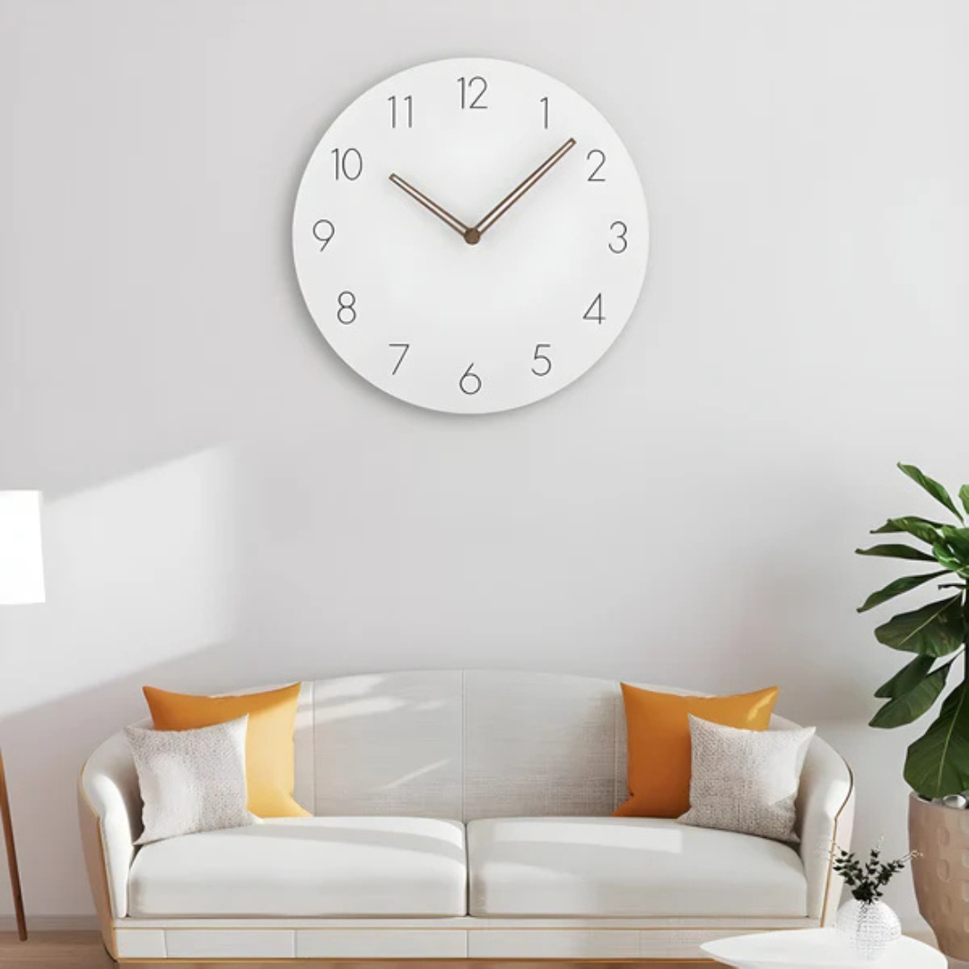 Grote Wandklok van Hout – Minimalistisch Design met Geruisloos Uurwerk