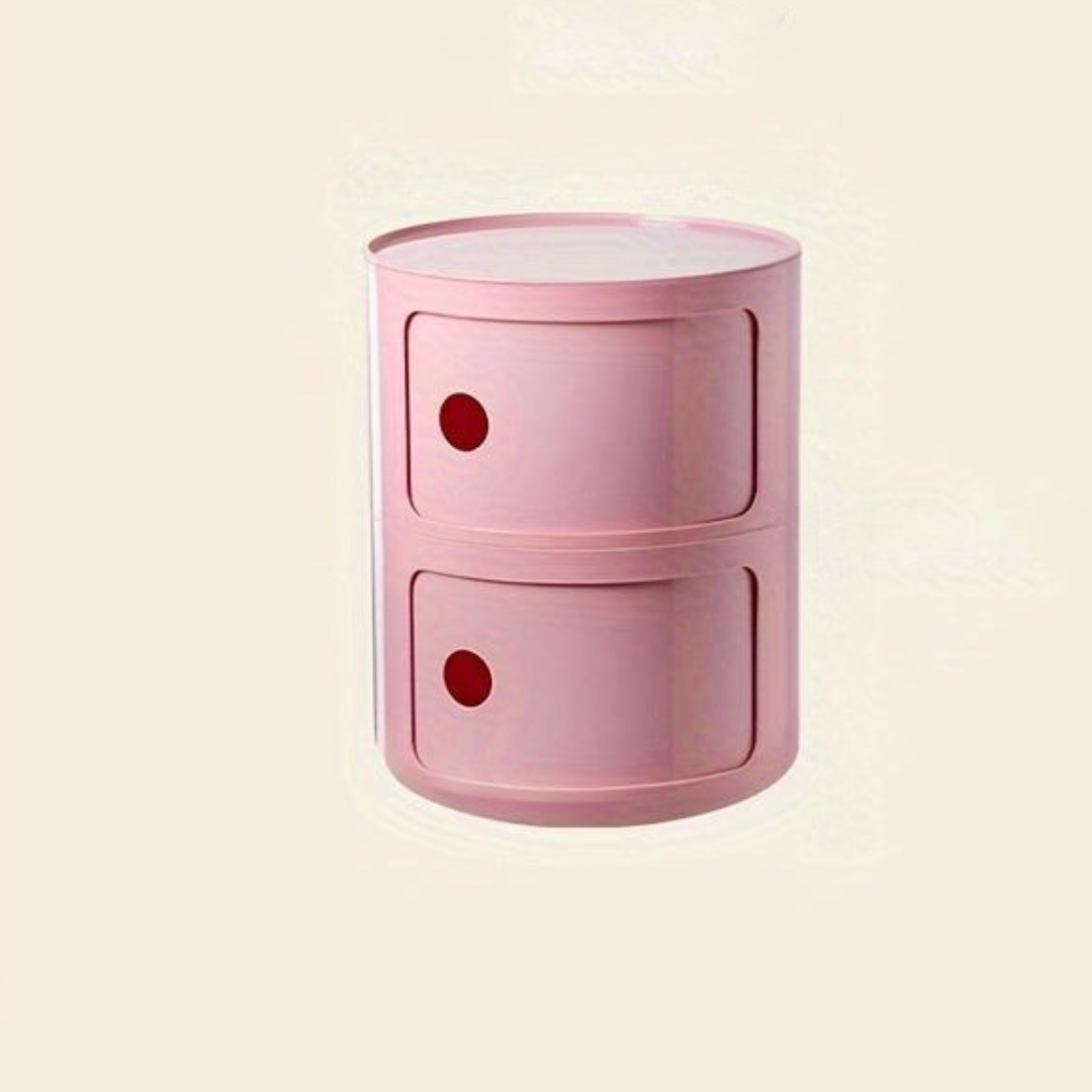Ronde Nachtkast met Kunststof Lades en Modern Design