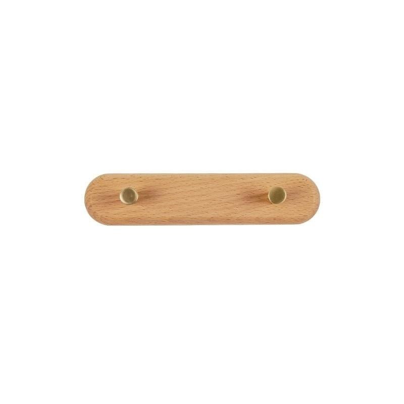 WandHout – Minimalistische houten wandkapstok met messing haken