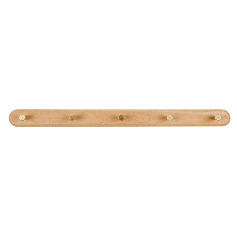 WandHout – Minimalistische houten wandkapstok met messing haken