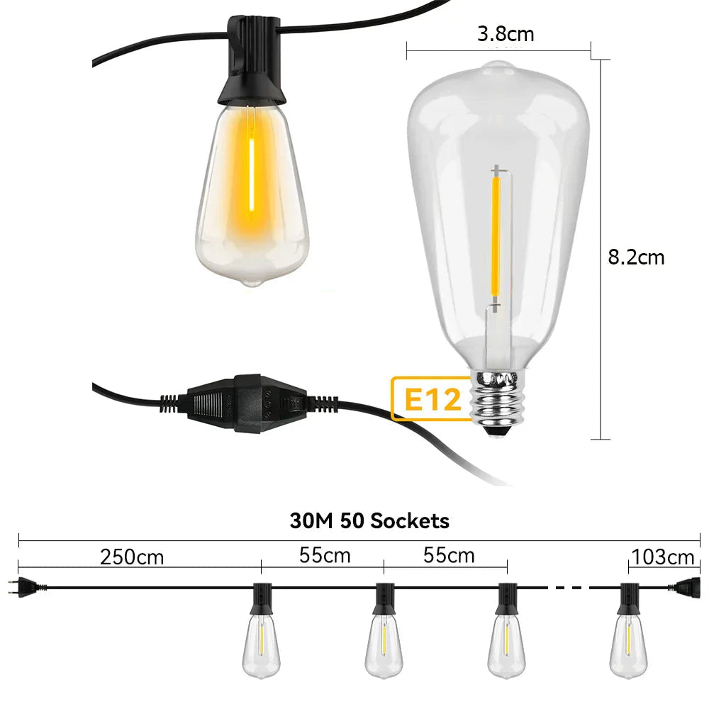 Tuinlampjesketting Weerbestendig – LED Decoratieve Lichtslinger voor Buiten