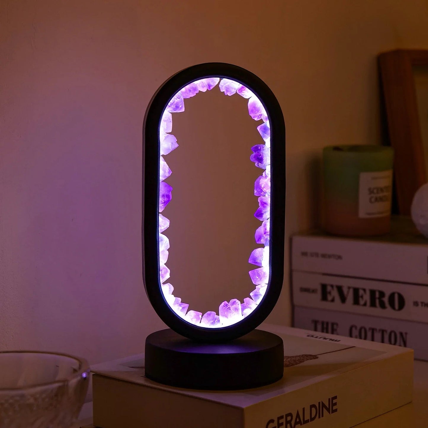 KristalGloed – Handgemaakte amethist sfeerlamp voor ontspanning en rust