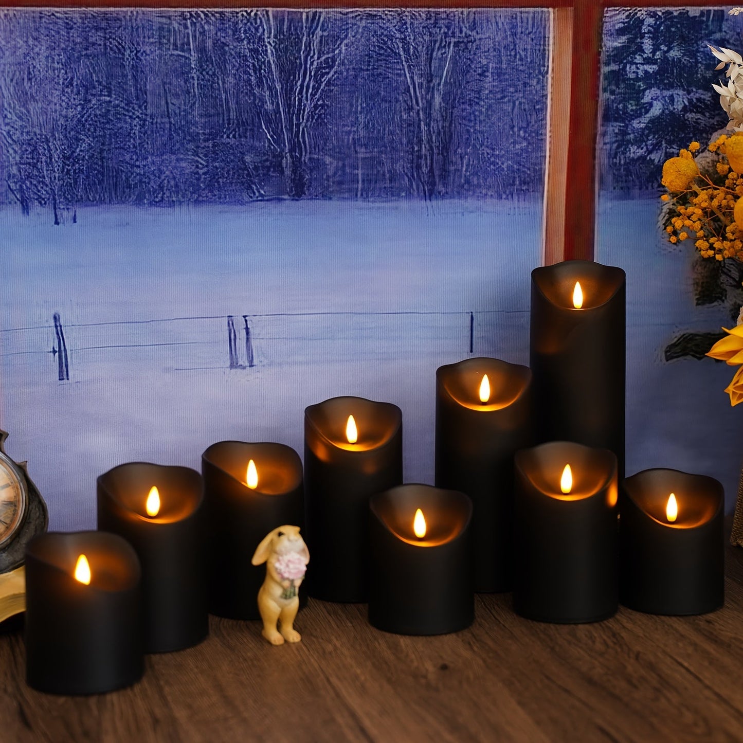 GlowLuxe Vlamloze LED-Kaarsen Set (9-delig) – Met Afstandsbediening en Glitterafwerking