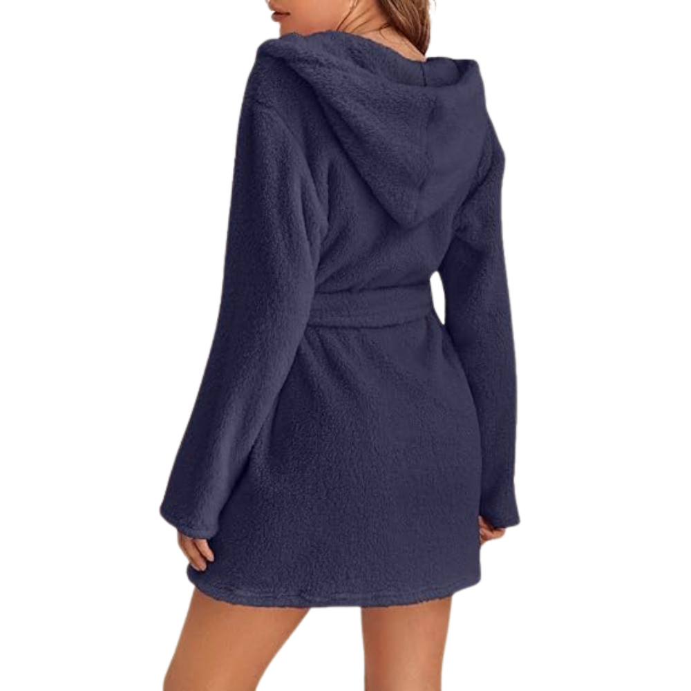 Warmelux Fleece Badjas met Capuchon en Verstelbare Tailleband