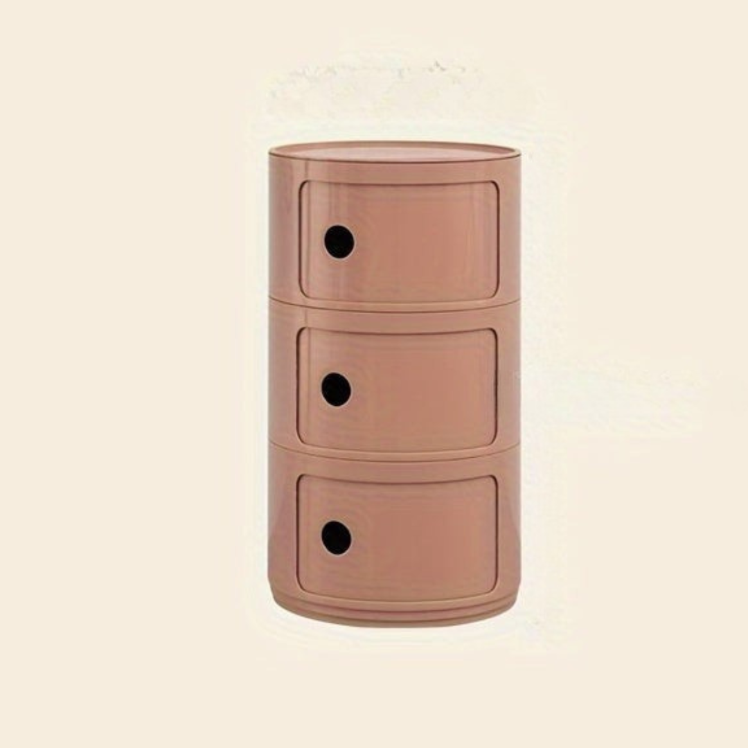 Ronde Nachtkast met Kunststof Lades en Modern Design