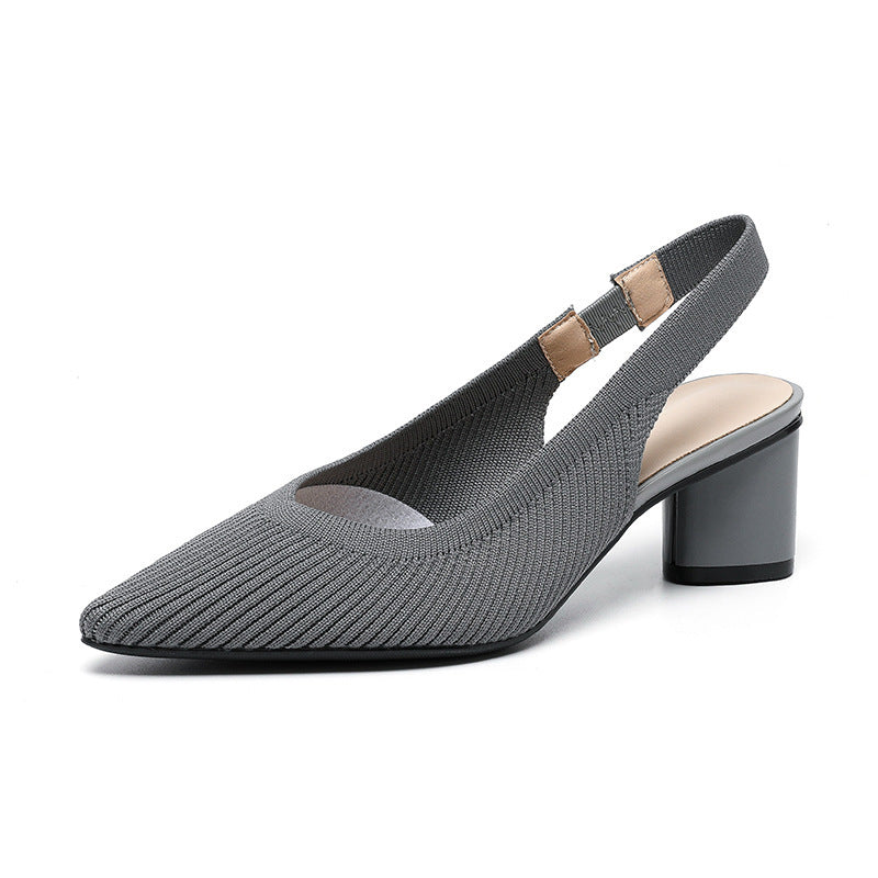 Eleganza Puntige Slingback Hakken met Blokhak en Comfortband