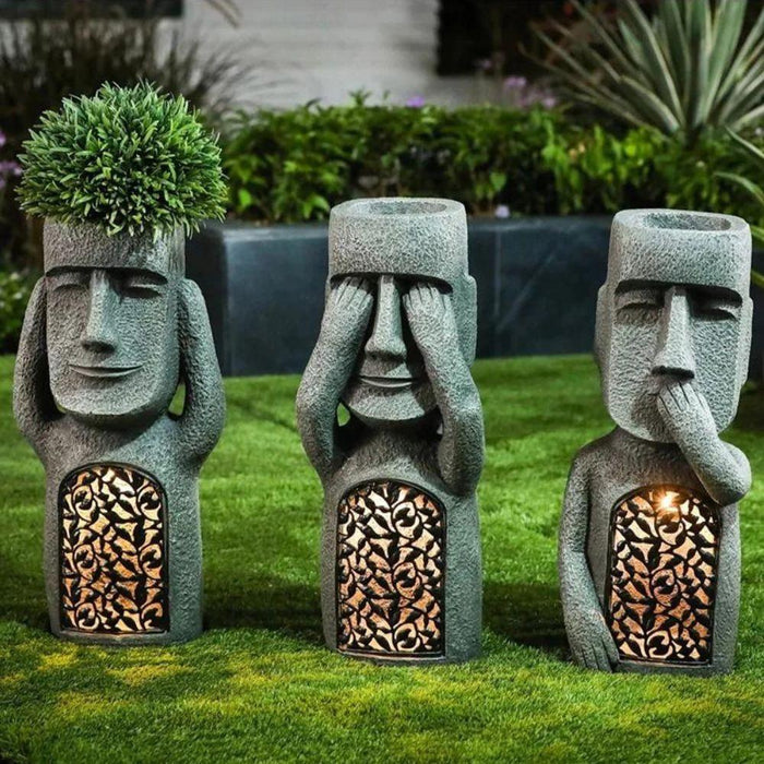 KunstTuin Sculptuur Bloempot met Solar LED – Decoratief & Functioneel