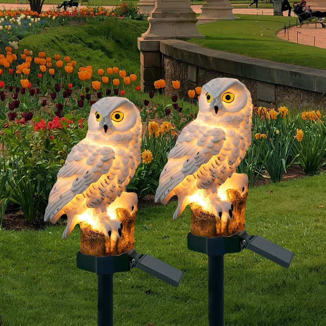 Solar Tuinlamp Uilux – Draadloze Buitenlamp op Zonne-energie met Uilendesign