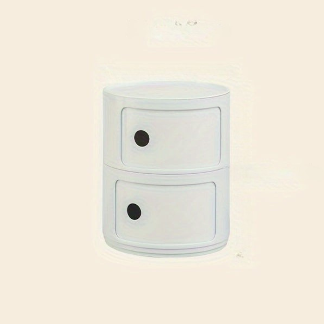 Ronde Nachtkast met Kunststof Lades en Modern Design