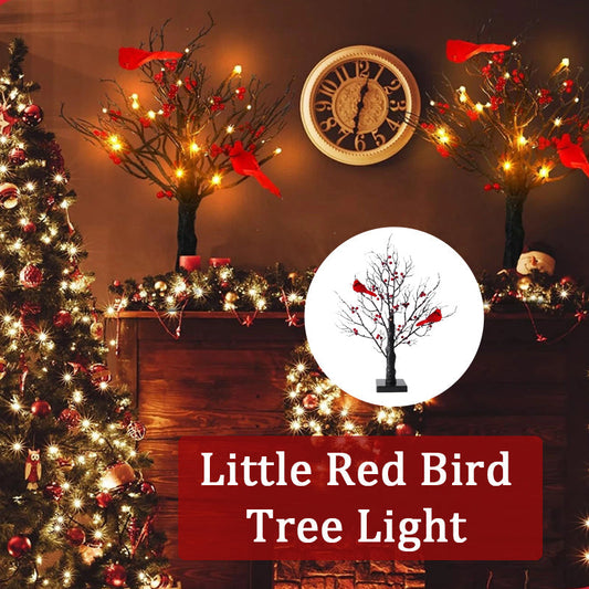 Sfeervolle Lichtboom met Rode Vogels – Flexibele LED Decoratieboom