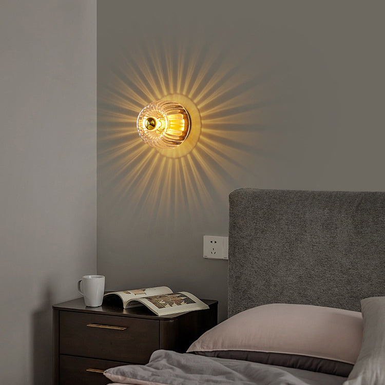 BrassRay Wand- en Plafondlamp – Luxe Zonvormige Lamp van Koper & Glas