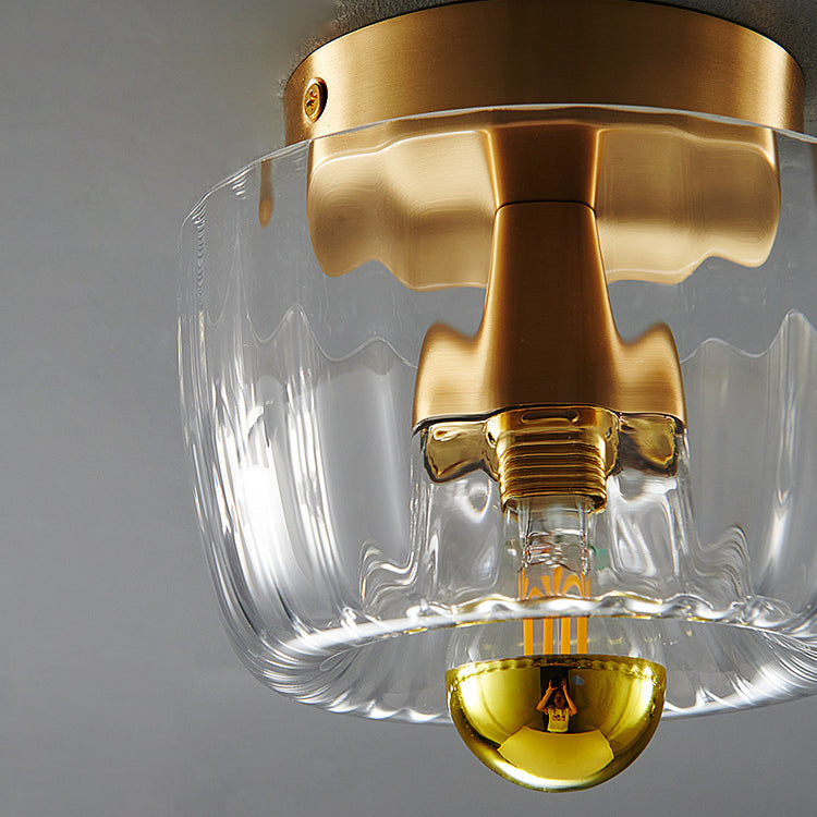 BrassRay Wand- en Plafondlamp – Luxe Zonvormige Lamp van Koper & Glas