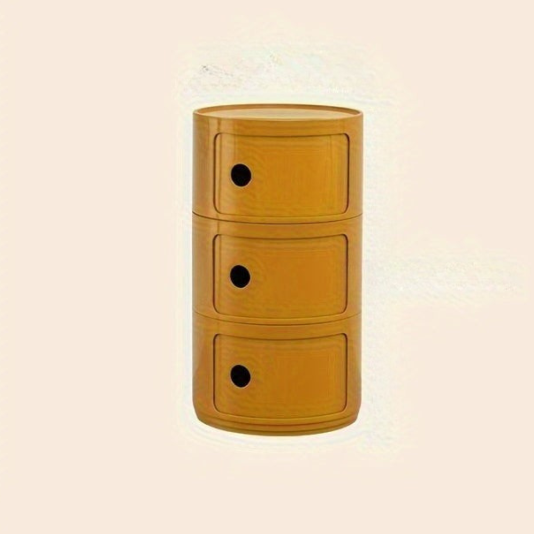 Ronde Nachtkast met Kunststof Lades en Modern Design