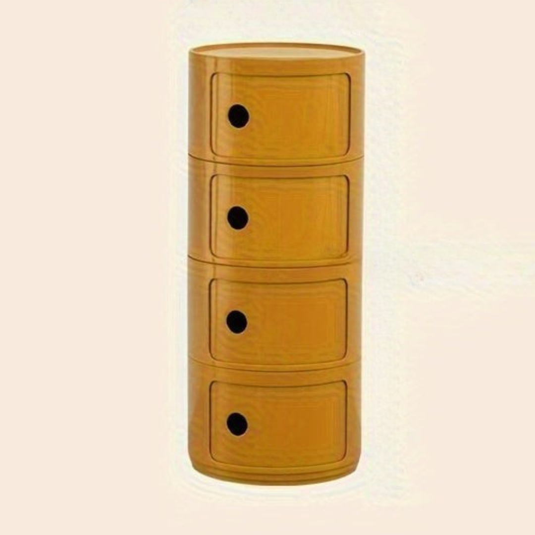 Ronde Nachtkast met Kunststof Lades en Modern Design