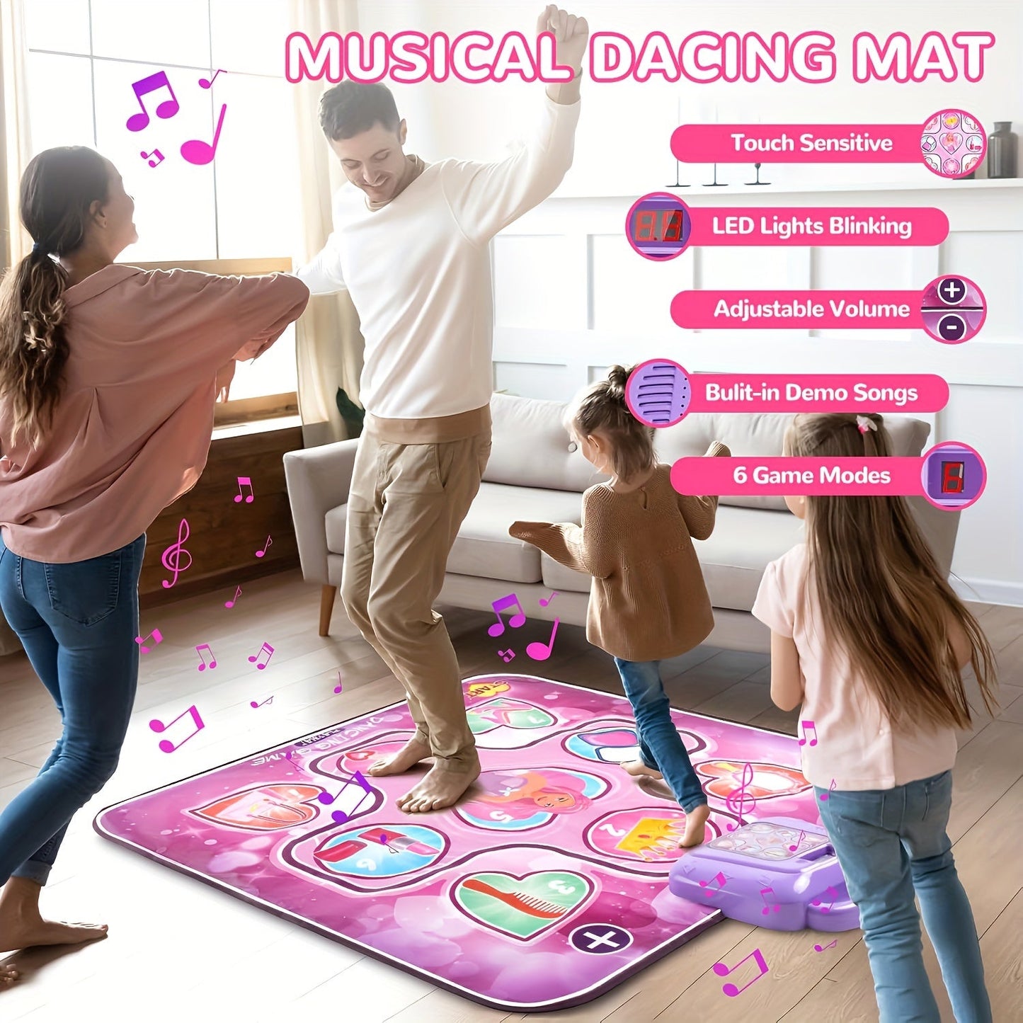 Roze Dansmat voor Kinderen met Scorefunctie en Ritmisch Spel – Zonder TV – DansFun Mat