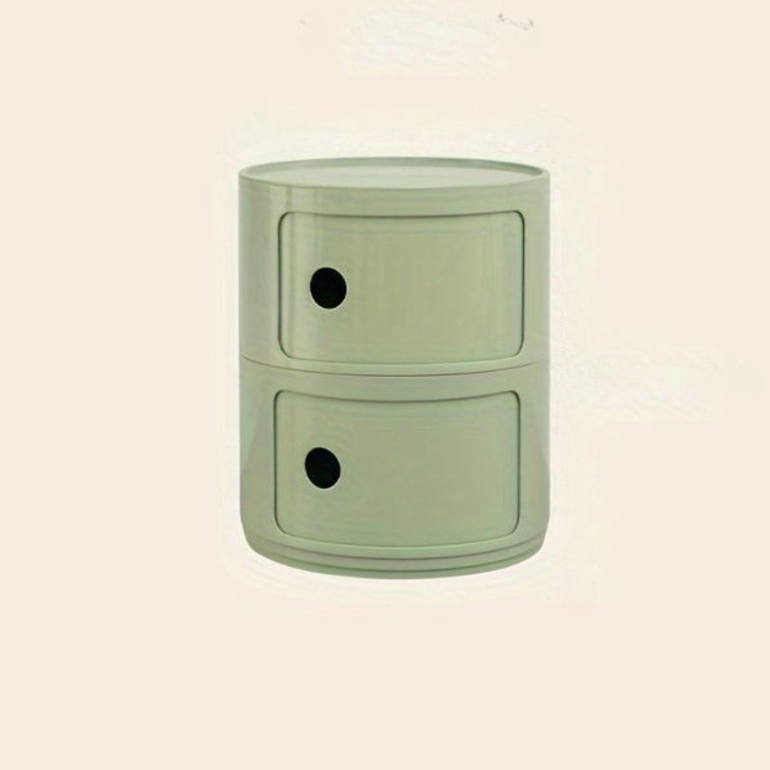 Ronde Nachtkast met Kunststof Lades en Modern Design