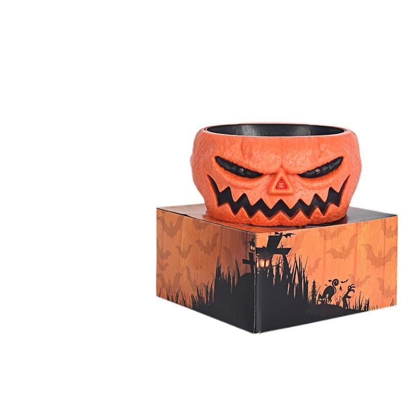 Halloween Snoepschaal – Motion Sensor Pompoen Kom met Skelettenhand en Rode Lichteffecten