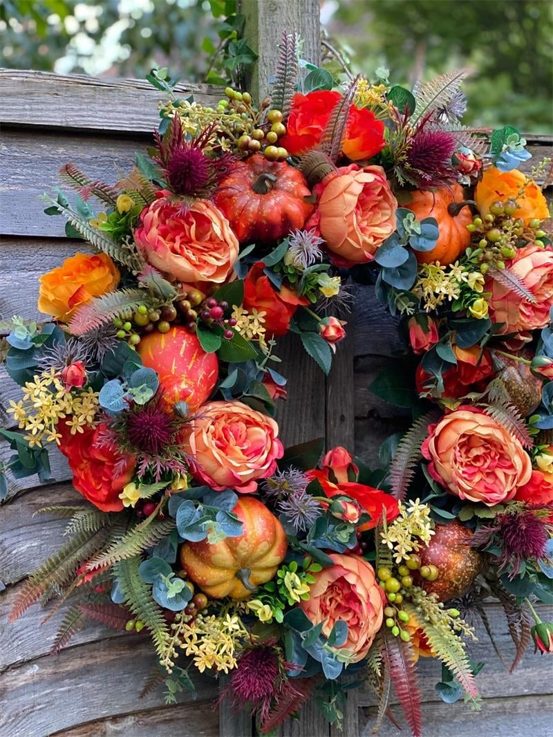 Deurkrans Herfst | Handgemaakt | Pioen & Pompoen Design | Voor Binnen & Buiten