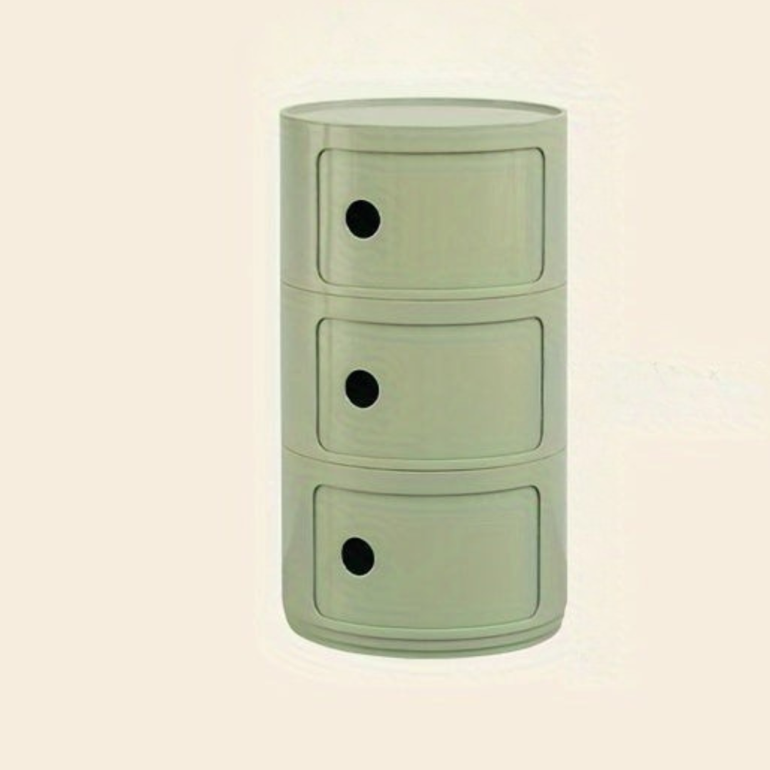 Ronde Nachtkast met Kunststof Lades en Modern Design