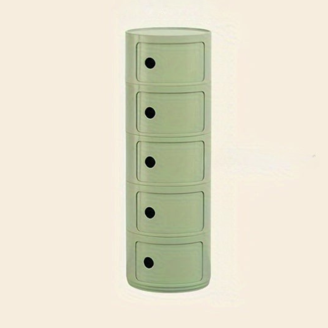 Ronde Nachtkast met Kunststof Lades en Modern Design