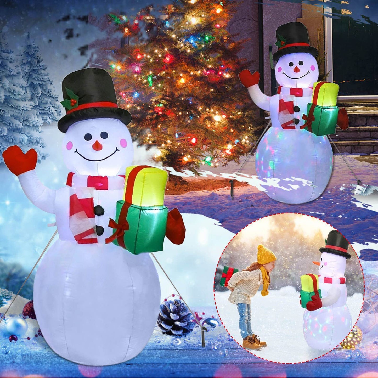 Kerst Ornament Decoratie –Sneeuwpop of Kerstboom met Verlichting