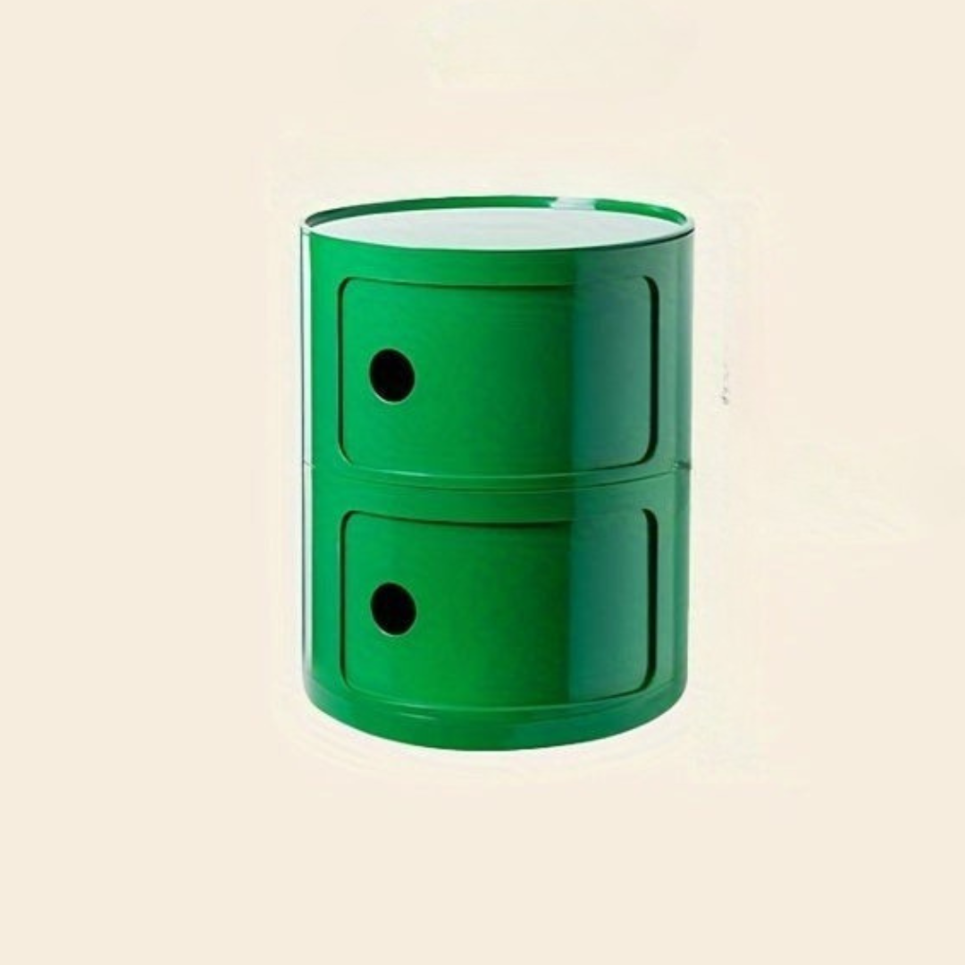 Ronde Nachtkast met Kunststof Lades en Modern Design