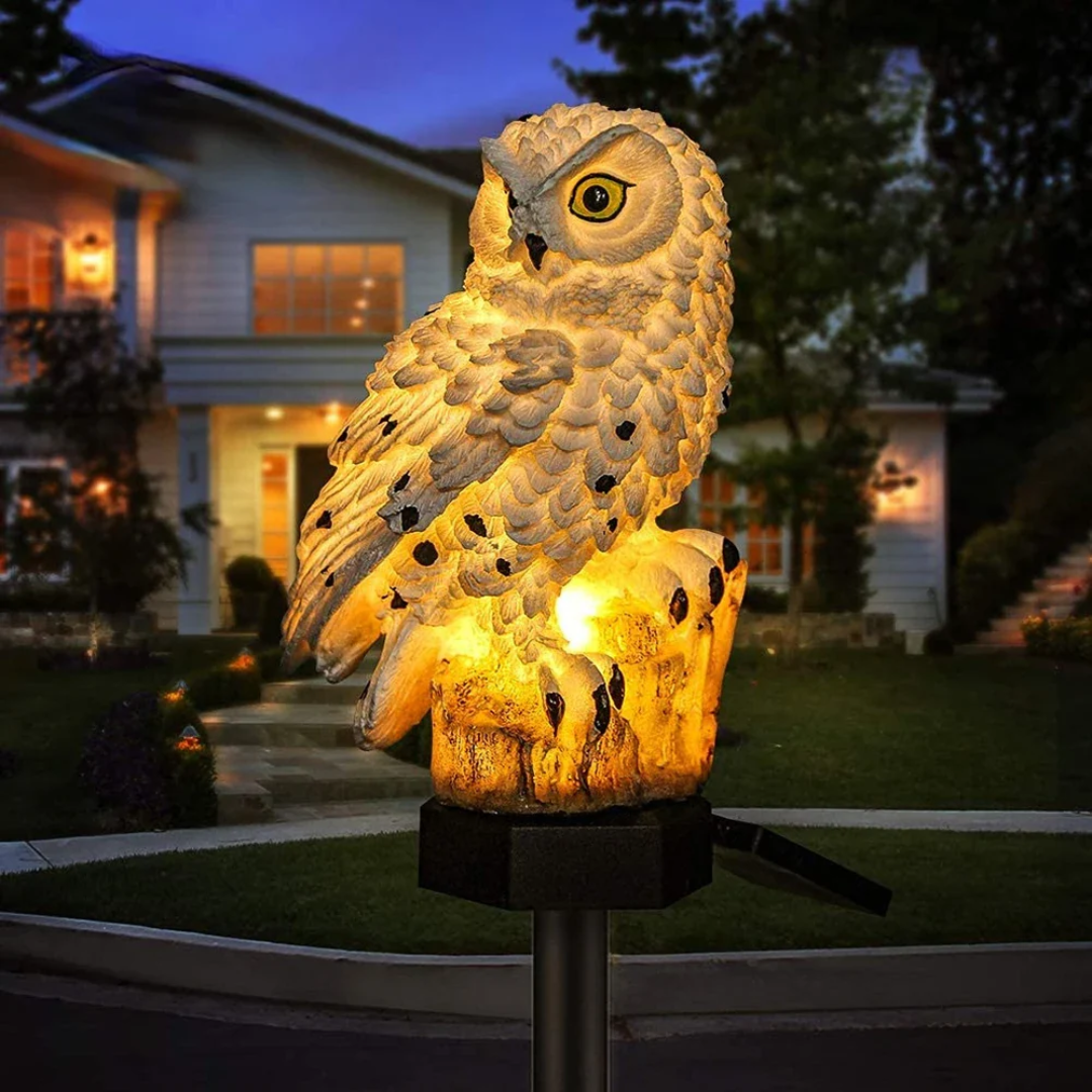 Solar Tuinlamp Uilux – Draadloze Buitenlamp op Zonne-energie met Uilendesign