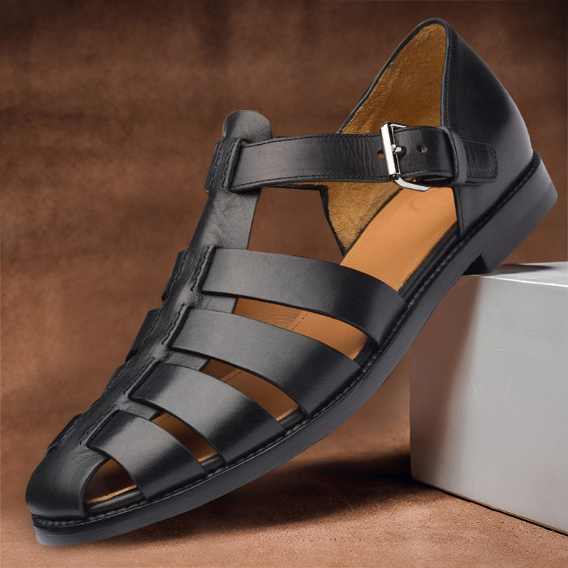 Wilhelm – Lederen Antislip Sandalen voor Heren met Gespsluiting