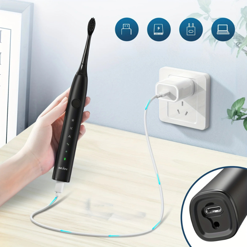 GlowSmile Sonic Tandenborstel – Oplaadbaar met 5 Modi en 8 Opzetborstels