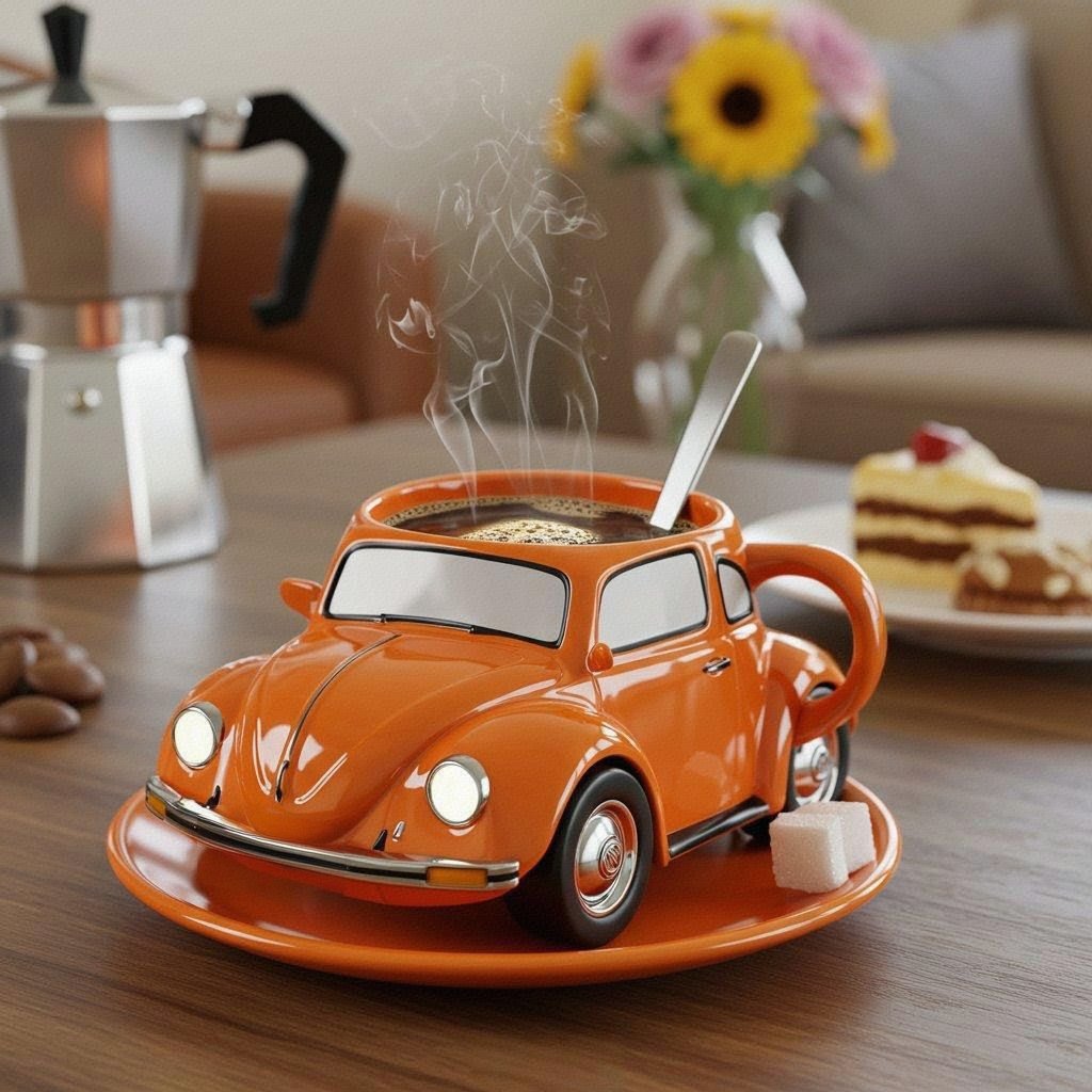 RetroAuto Keramische Koffiemok – Uniek 3D Design voor Koffie & Thee
