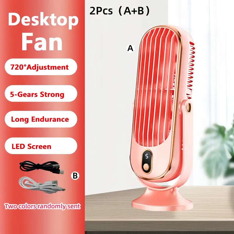 Draagbare Mini Airconditioner met USB-oplading – 5 Snelheden & 720° Rotatie