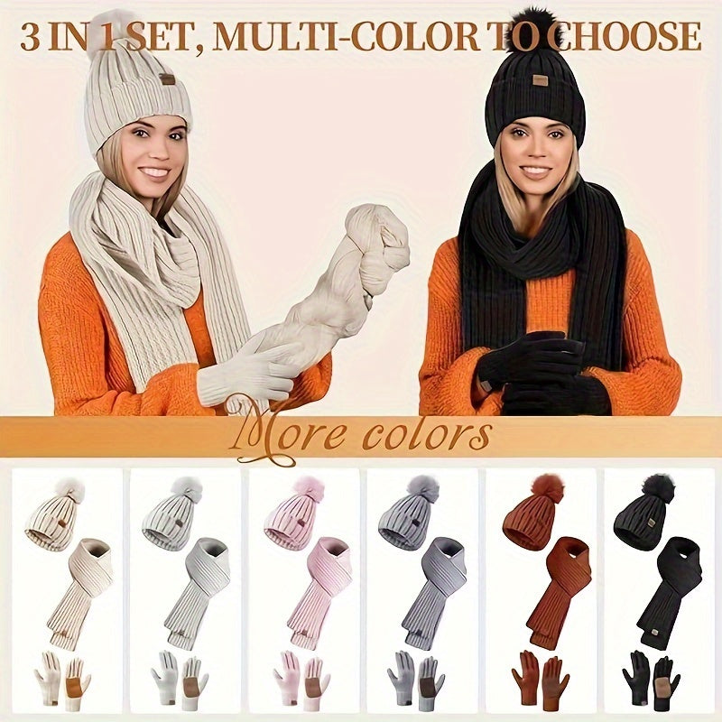 WinterWarm 3-in-1 Set – Muts, Sjaal en Touchscreen Handschoenen