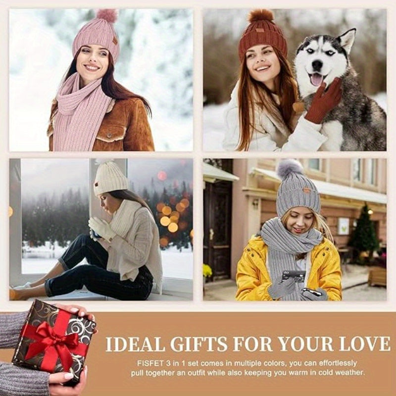 WinterWarm 3-in-1 Set – Muts, Sjaal en Touchscreen Handschoenen