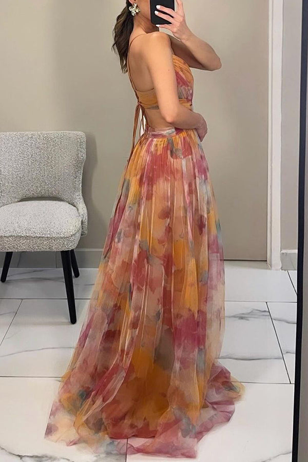 FloraBreeze Flowy Zomerjurk met Bloemenprint en Open Rug