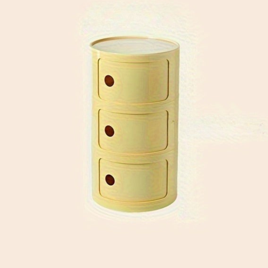 Ronde Nachtkast met Kunststof Lades en Modern Design