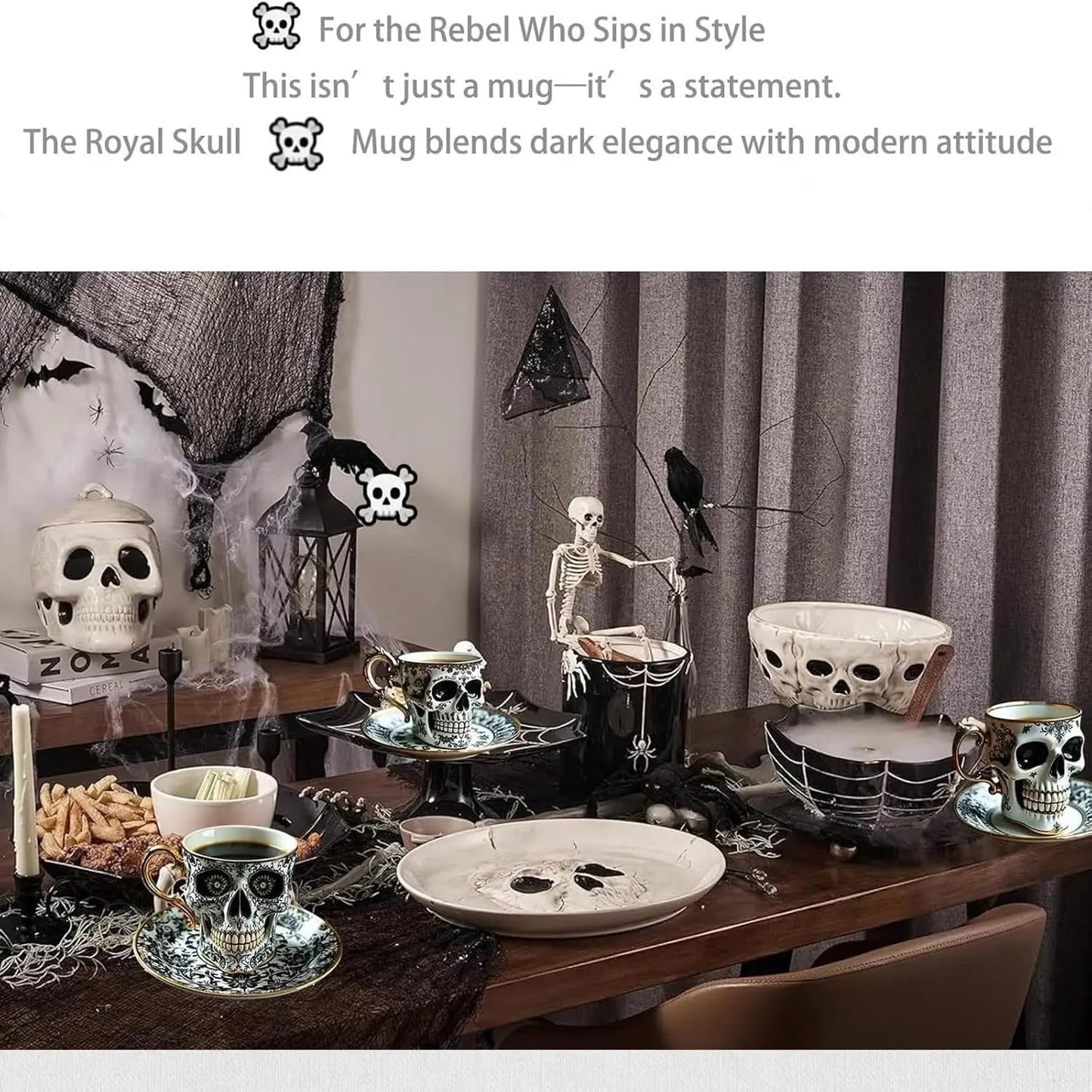 Gothic Schedel Decoratiemok Noctura – Kunstzinnige Handgeschilderde Schedeldecoratie