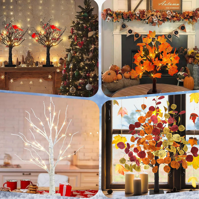 Sfeervolle Lichtboom met Rode Vogels – Flexibele LED Decoratieboom