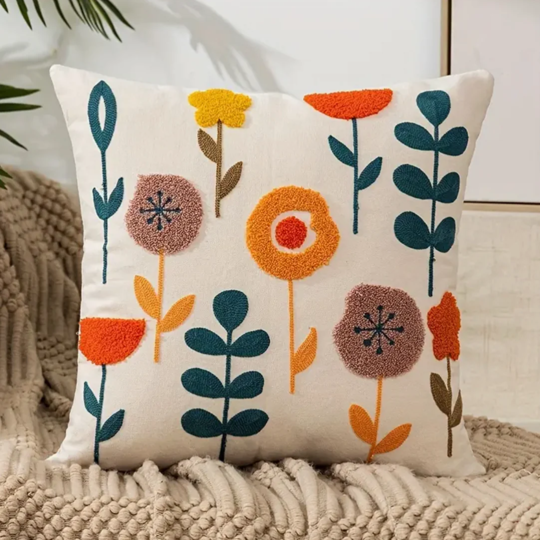 Sierkussen FloraZacht – Decoratief Bloemenkussen met Afneembare Hoes