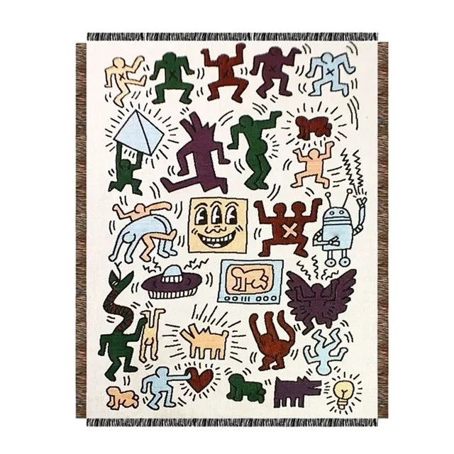 Doodle Art Geweven Bankdeken - Katoen & Polyester Mix 130x160 cm