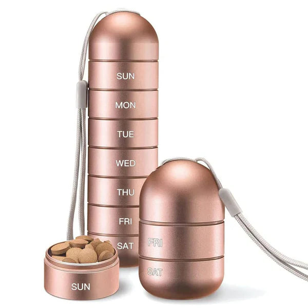 MediSafe Weekbox – Waterdichte Aluminium Pillendoos met 7 Compartimenten