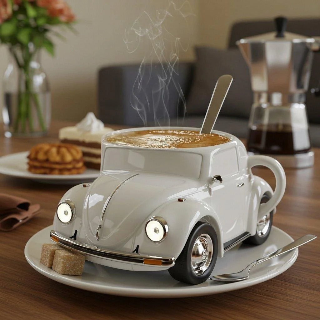 RetroAuto Keramische Koffiemok – Uniek 3D Design voor Koffie & Thee