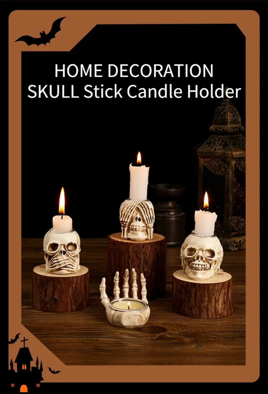 Gotische Schedelkandelaar Set - 3-delige Halloween Decoratie