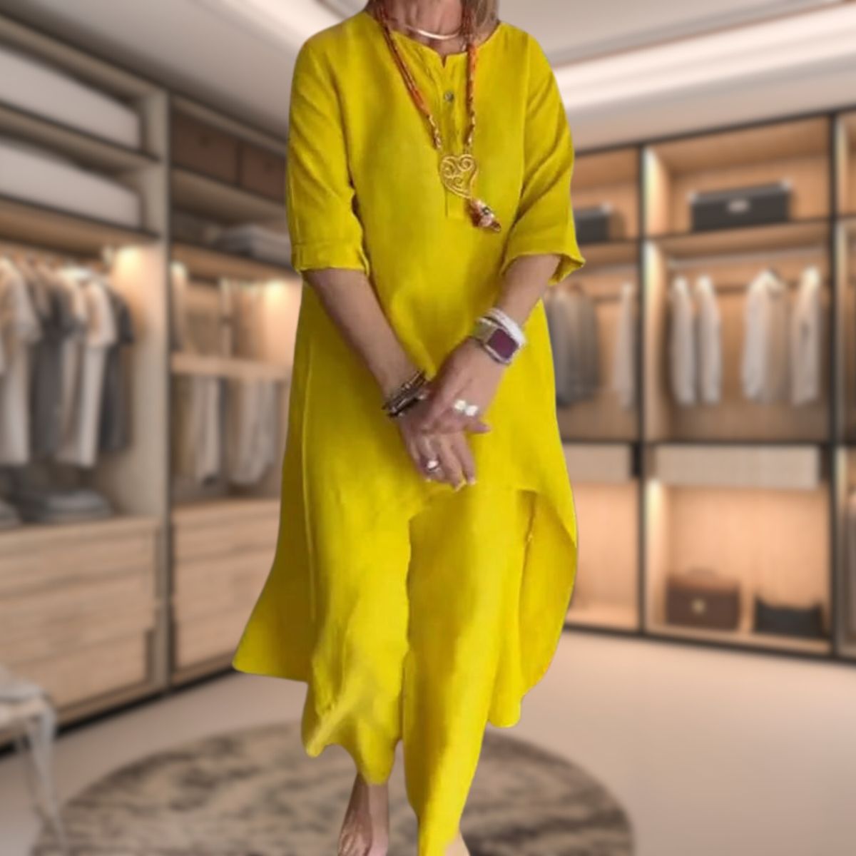 Elegante Dames Tweedelige Set – Comfortabele Luxe Outfit met Geruit Ontwerp