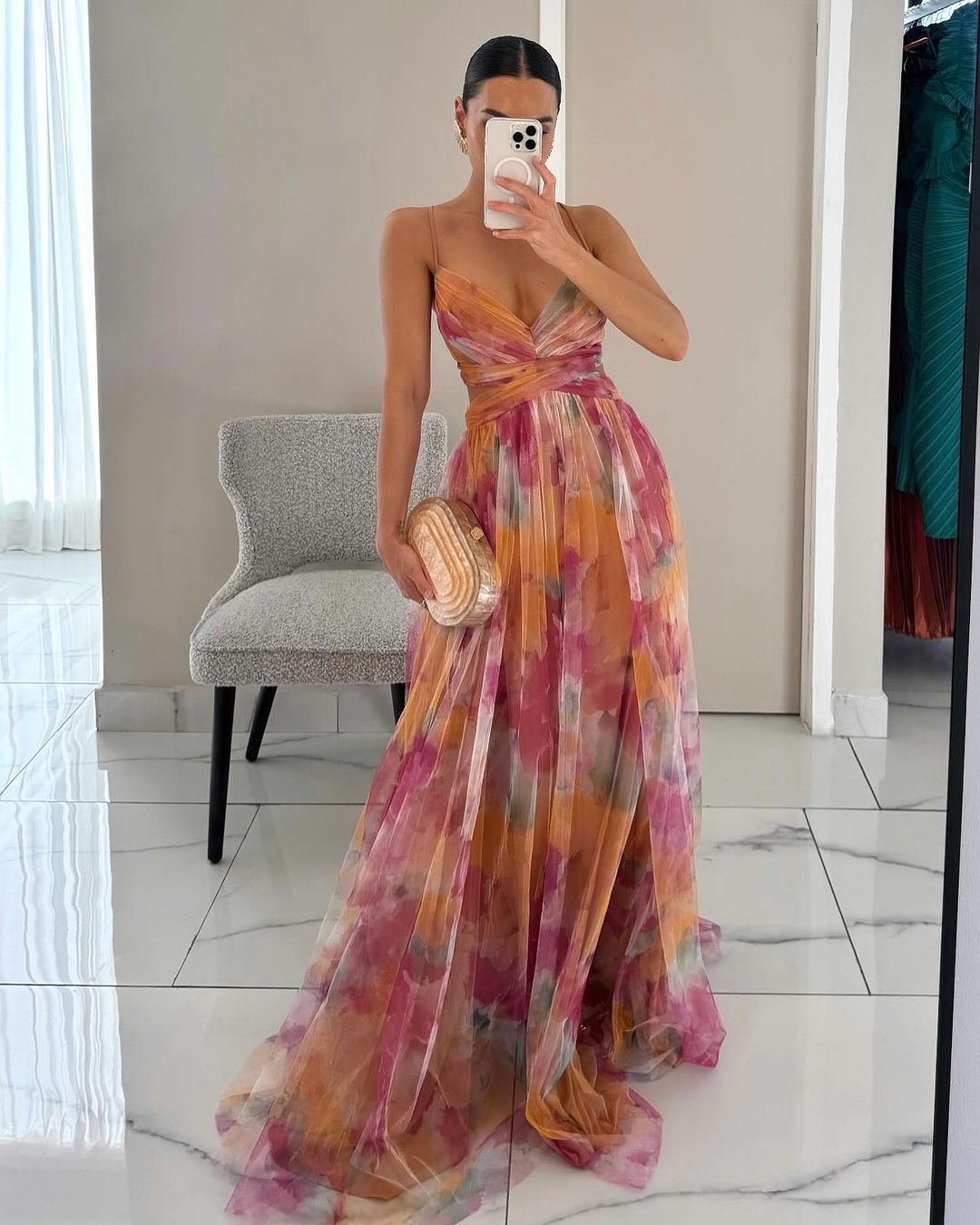 FloraBreeze Flowy Zomerjurk met Bloemenprint en Open Rug