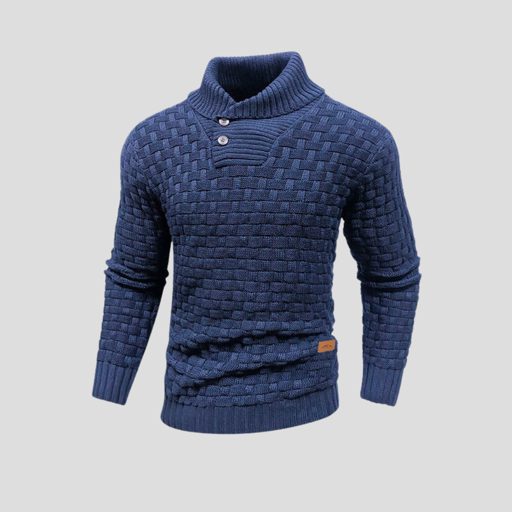 KnitForm Herentrui – Gebreide Halve Kraagtrui met Knoopsluiting en Klassieke Pasvorm